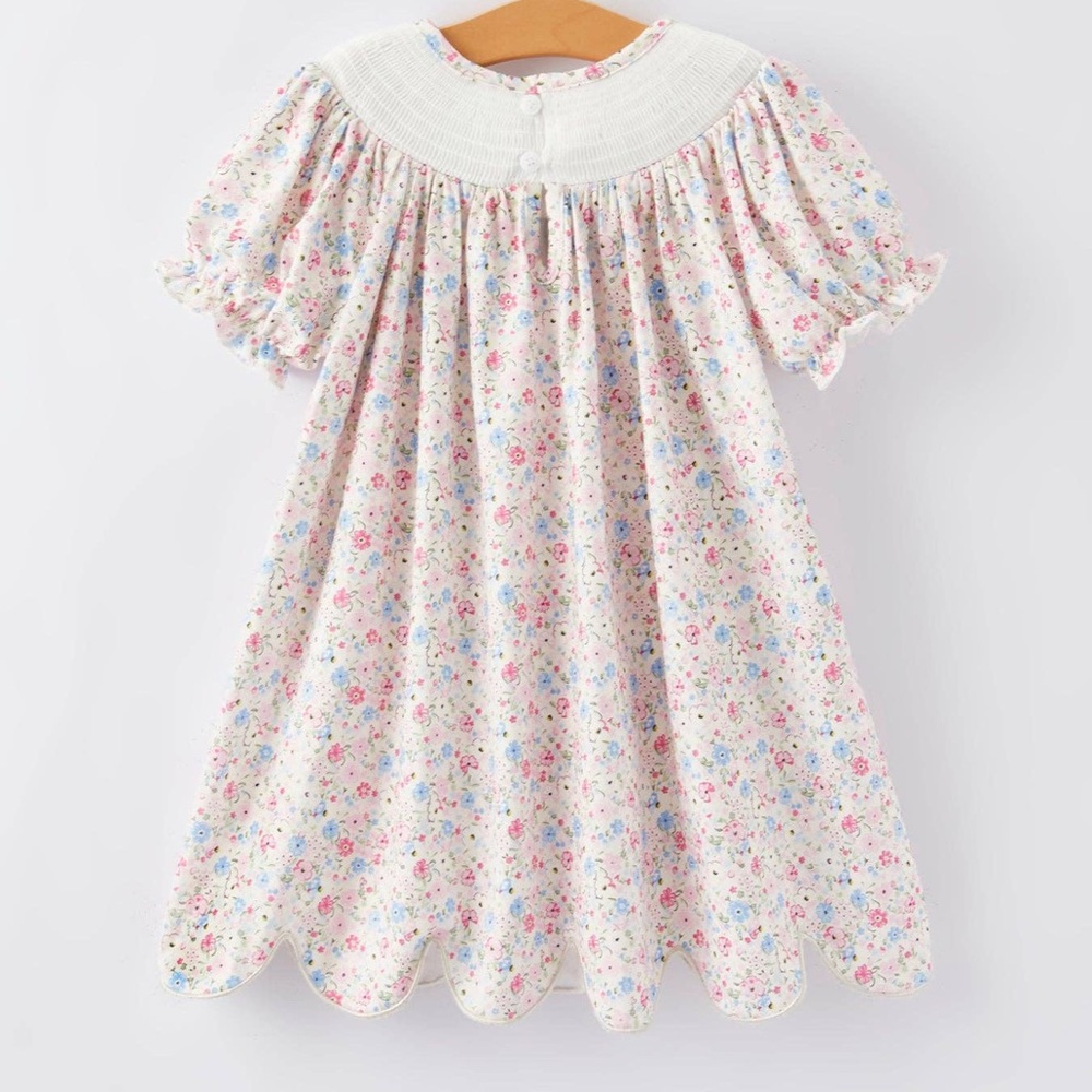 **NWT**Toddler Girls Boutique Smock Floral Football Dress - Picture 3 of 3